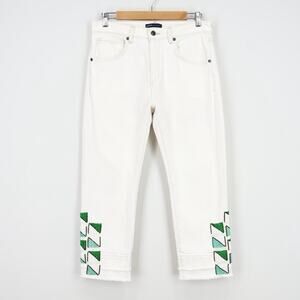 Levi's Made & Crafted Slim Crop Hand Beaded Straight Leg Jean In White Size 30